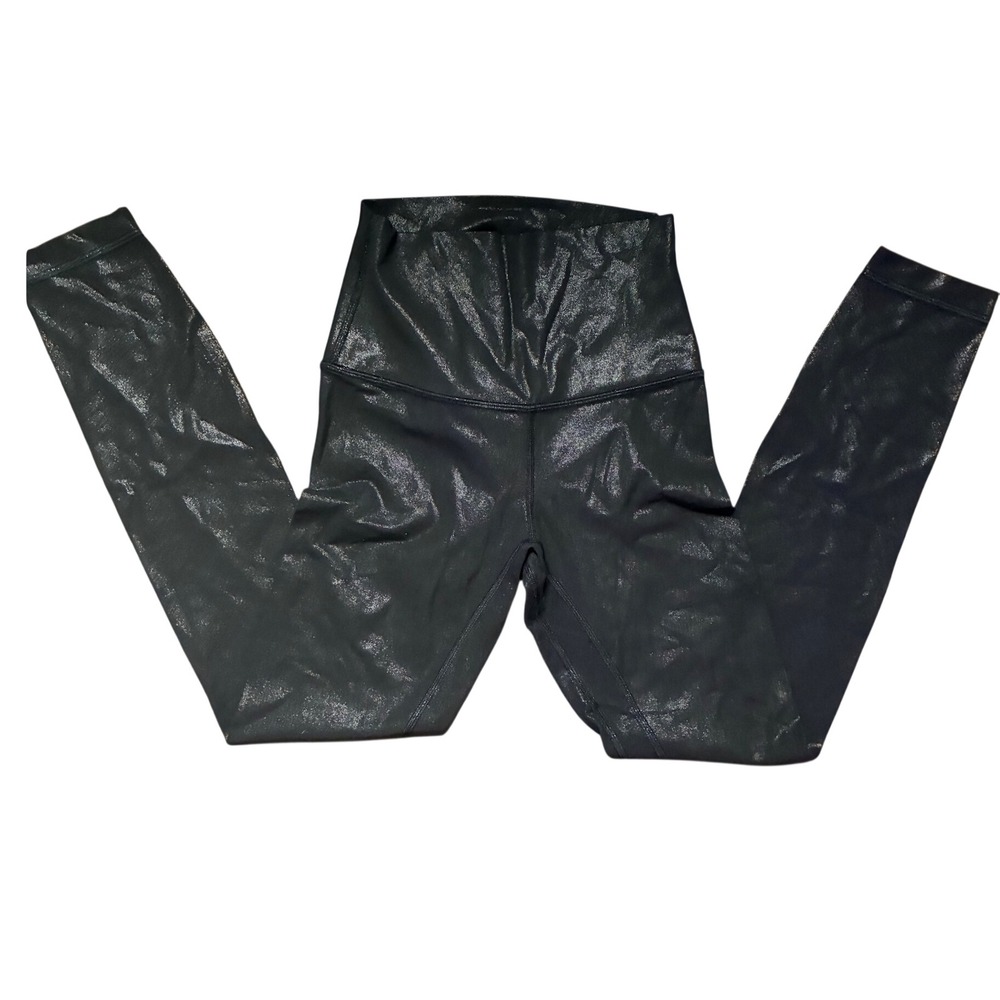 Lululemon Wunder Under High-Rise Tights Foil Black Leggings LW5EB4S Size 2
